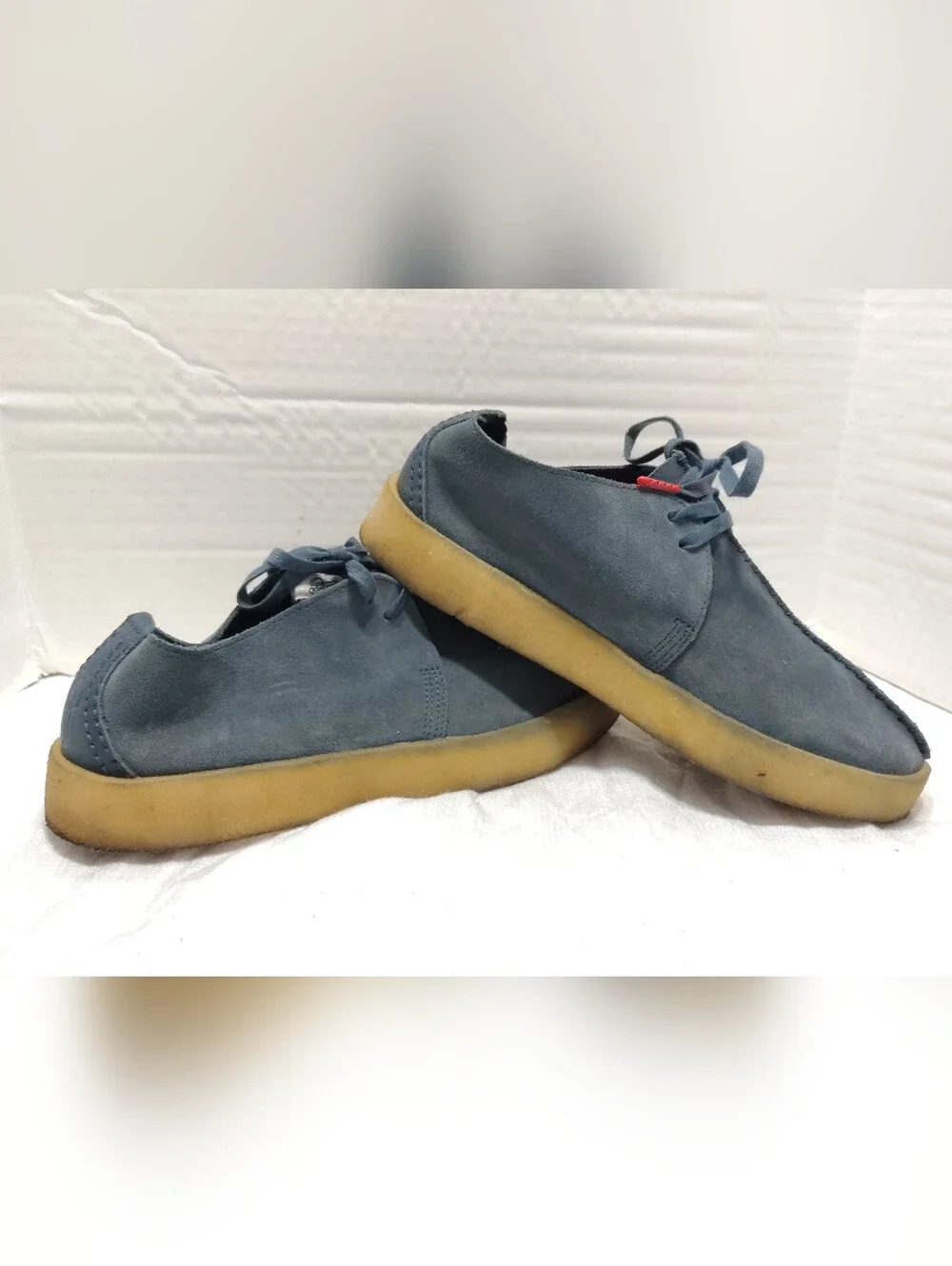 Clarks Original Trek Cup Stitch, Men # 10.5 US Blue Suede